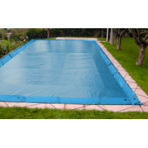 COPERTURA INV. 210 GR/MQ - COLORE AZZURRO PER PISCINA RETT. MT 10,00 X 5,00 - DIMENSIONI COPERTURA MT 11,40 x 6,40