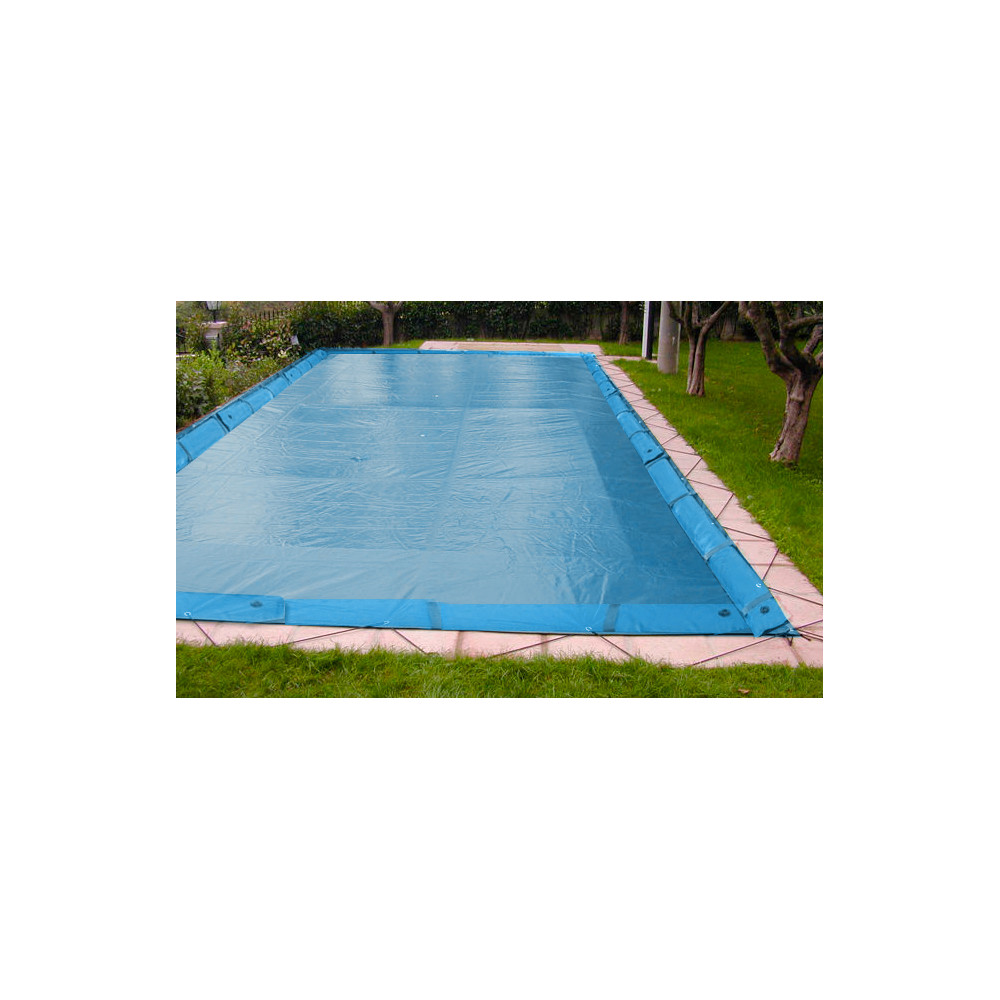 COPERTURA INV. 210 GR/MQ - COLORE AZZURRO PER PISCINA RETT. MT 10,00 X 5,00 - DIMENSIONI COPERTURA MT 11,40 x 6,40