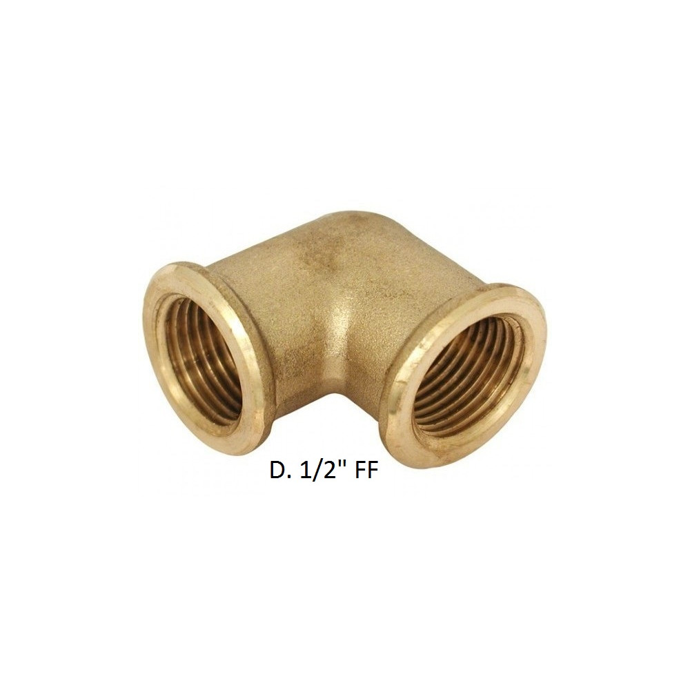 GOMITO 90° OTTONE GIALLO FF 1/2"