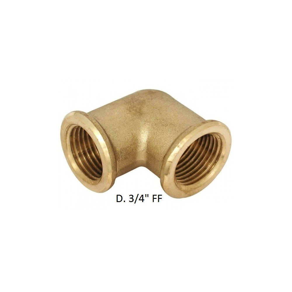 GOMITO 90° OTTONE GIALLO FF 3/4"