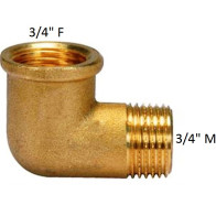 GOMITO 90° OTTONE GIALLO MF 3/4"