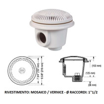 PRESA DI FONDO ANTI-VORTICE 1"1/2 HAYWARD (MOSAICO/VERNICE)