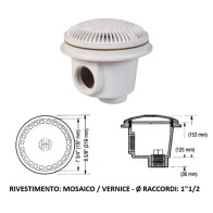 PRESA DI FONDO ANTI-VORTICE 1"1/2 HAYWARD (MOSAICO/VERNICE)