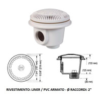 PRESA DI FONDO ANTI-VORTICE 2" HAYWARD (LINER/PVC ARMATO)