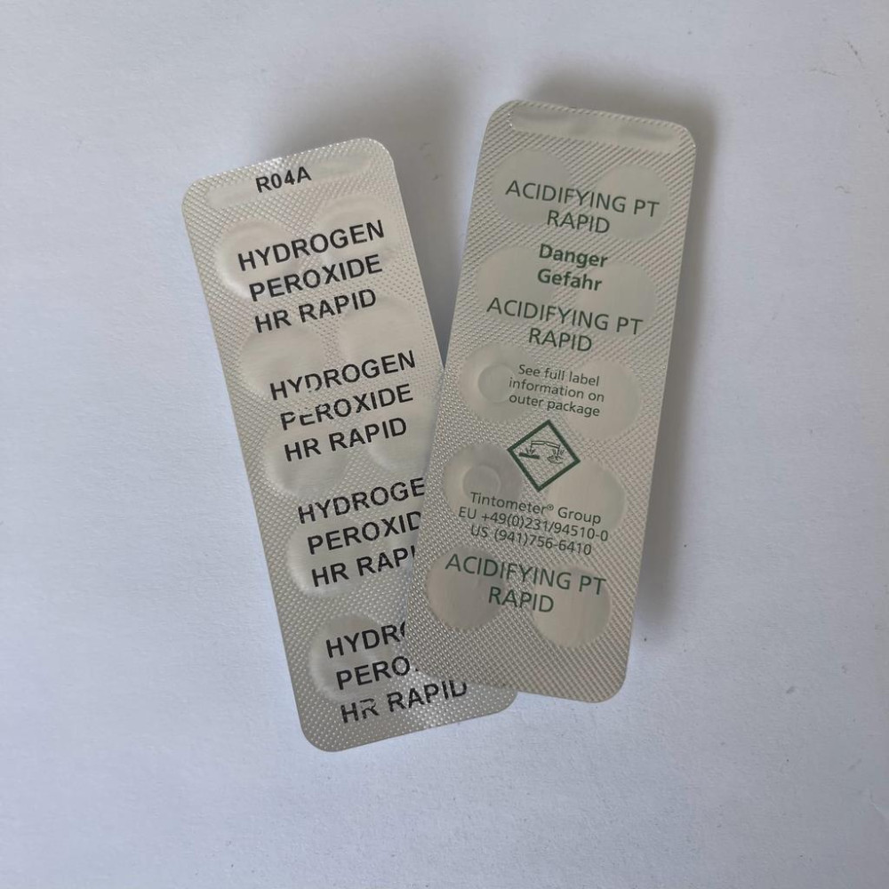 REAGENTE H2o2 (OSSIGENO LIQUIDO) - COPPIA BLISTER HYDROGEN PEROXIDE HR RAPID + ACIDIFYING PT RAPID