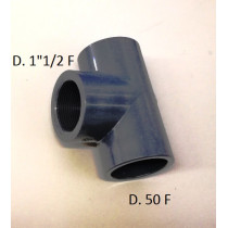TEE PVC 90° D. 50 x 1"1/2 F