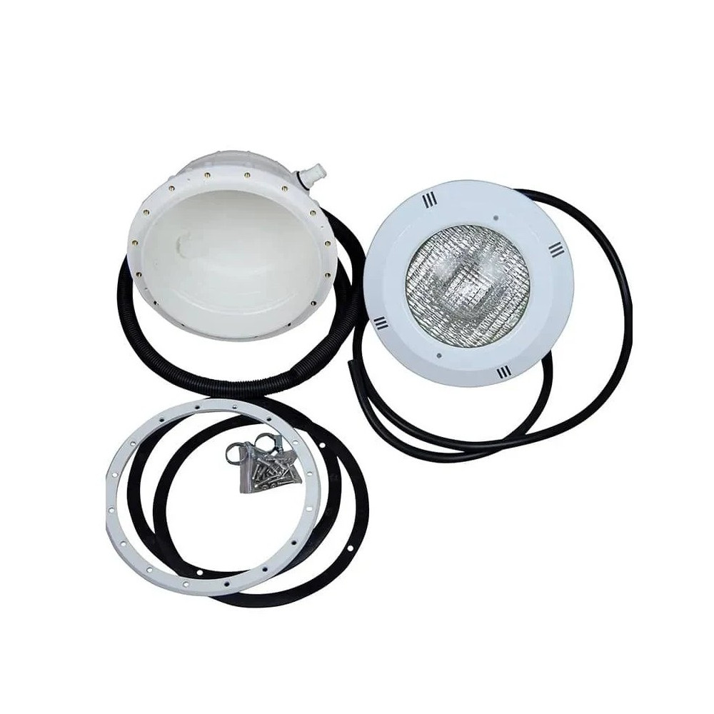 FARO COMPLETO CON LAMPADA A LED BIANCA CON INSERTI IN OTTONE COMPLETO DI NICCHIA - CAVO DA 2,5 M (TRASFORMATORE NON INCLUSO)