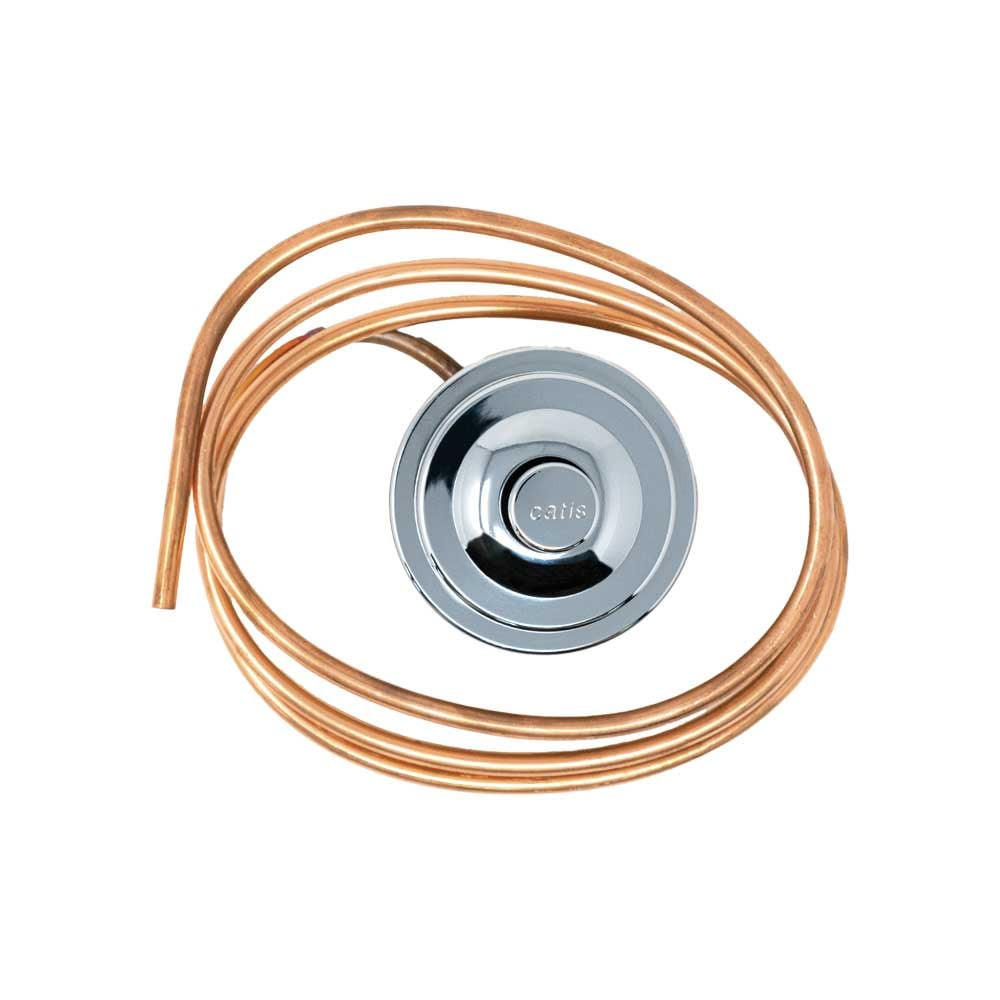 PULSANTE IN OTTONE CROMATO PER SIFONE CATIS CON TUBETTO RAME 145 CM