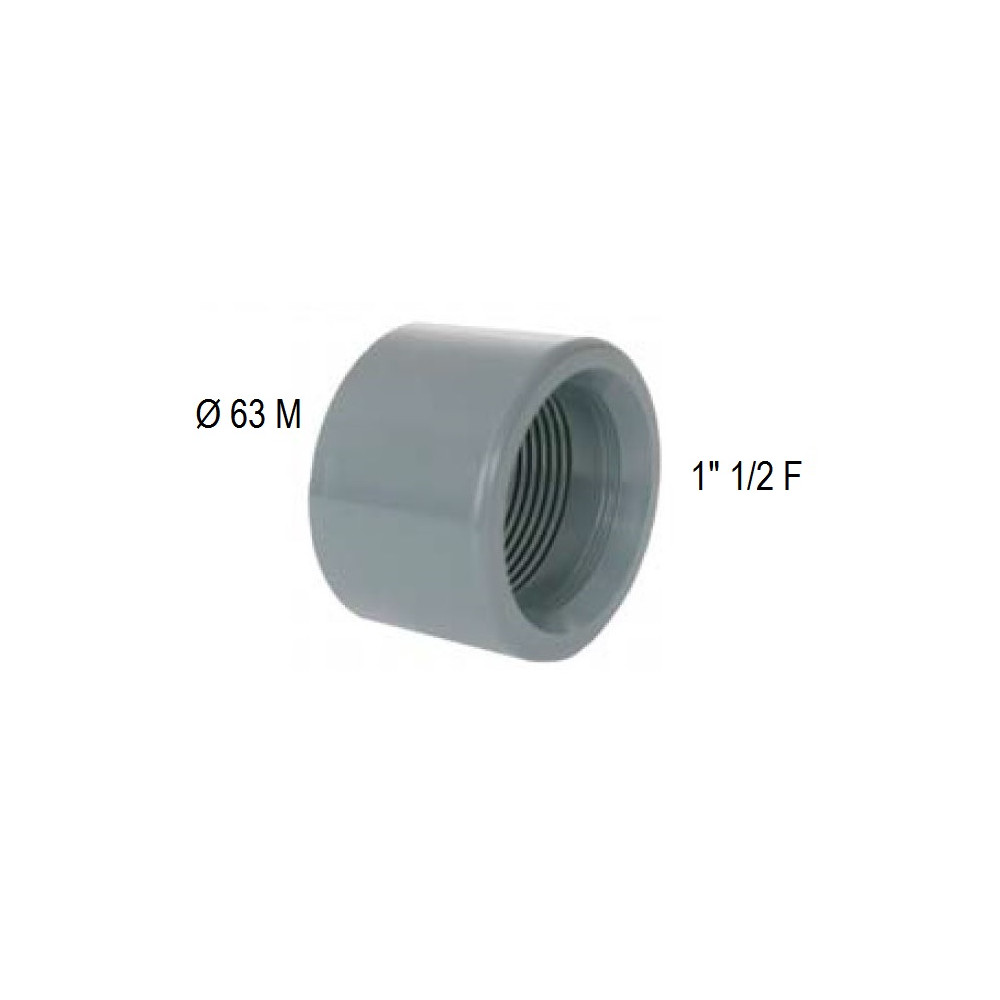 RIDUZIONE A BUSSOLA PVC INCOL. D.63 M x 1" 1/2 F